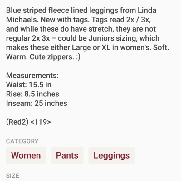 Blue Striped Fleece Lined Leggings - Picture 5 of 5